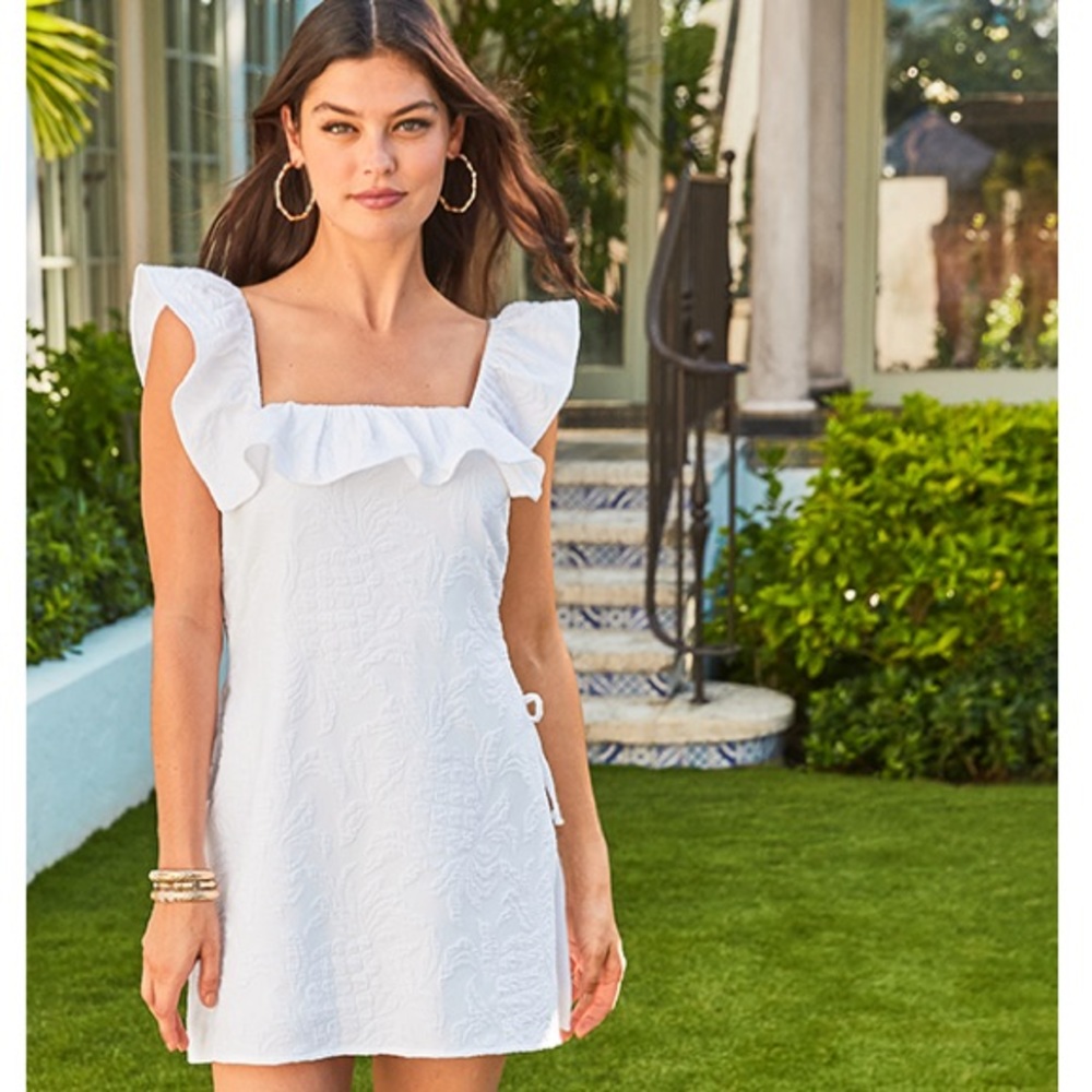 NEW (NWT) Lilly Pulitzer Zoya Ruffle Romper Resort WHITE Pineapple Pucker Size 0